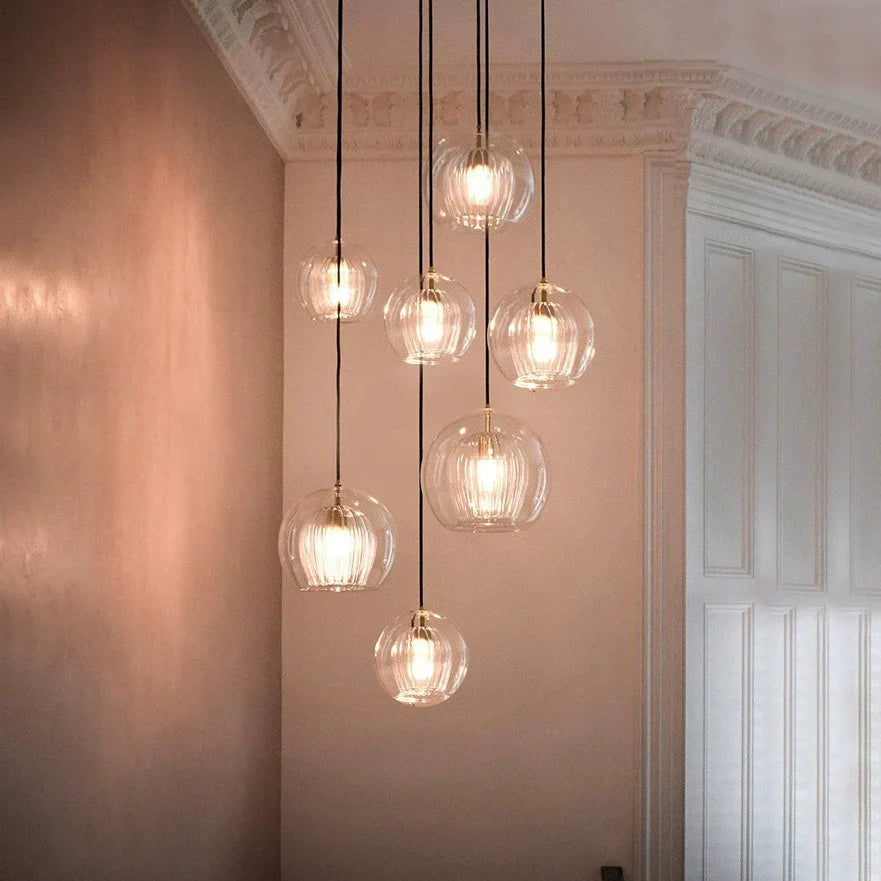 北欧風ガラス球形吊り下げ灯具 モダンな室内用 - Orntli