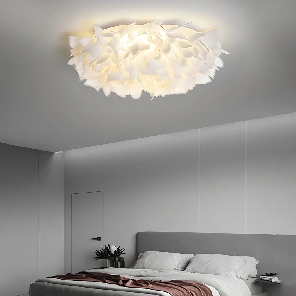 White Flower-Shaped Flush Mount Ceiling Light - Orntli