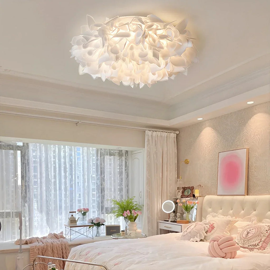 White Flower-Shaped Flush Mount Ceiling Light - Orntli