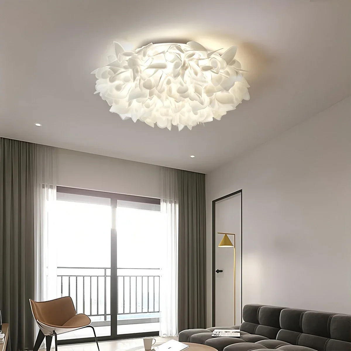White Flower-Shaped Flush Mount Ceiling Light - Orntli