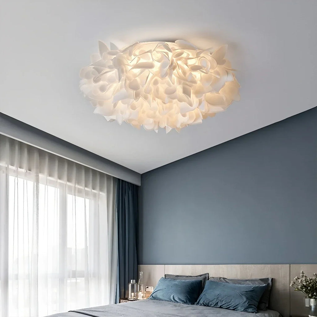 White Flower-Shaped Flush Mount Ceiling Light - Orntli