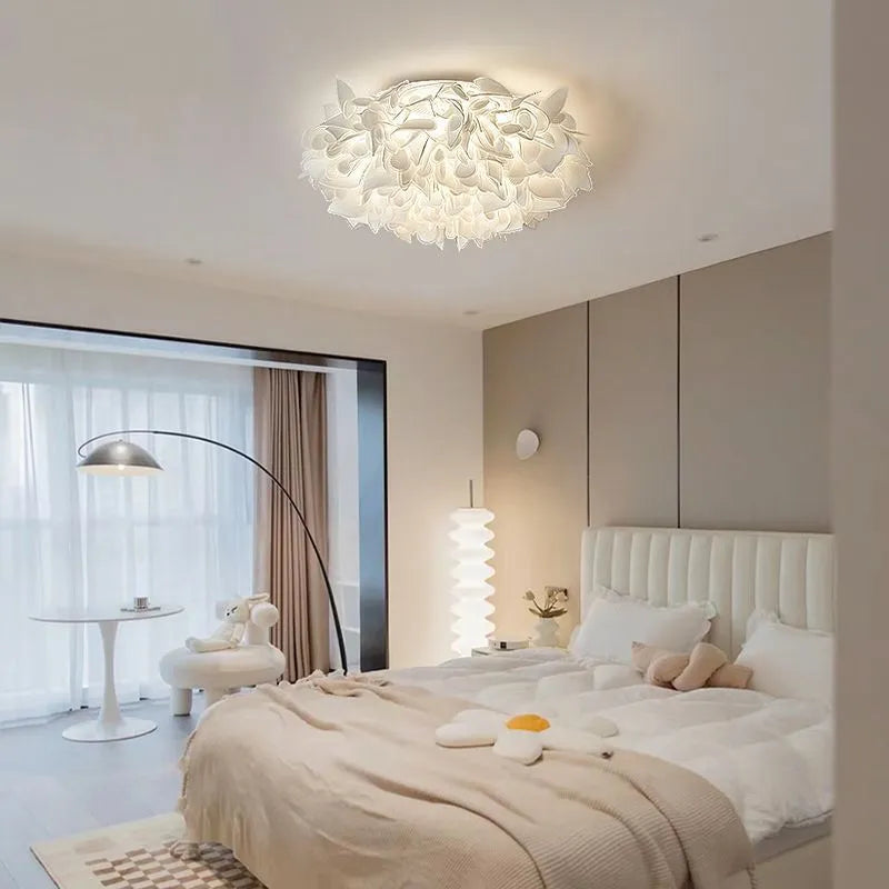 White Flower-Shaped Flush Mount Ceiling Light - Orntli