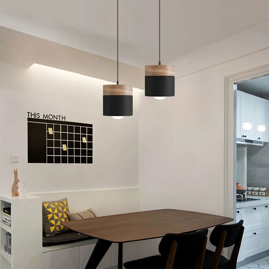 Lampada a sospensione con accento in legno moderno Laetus - Orntli