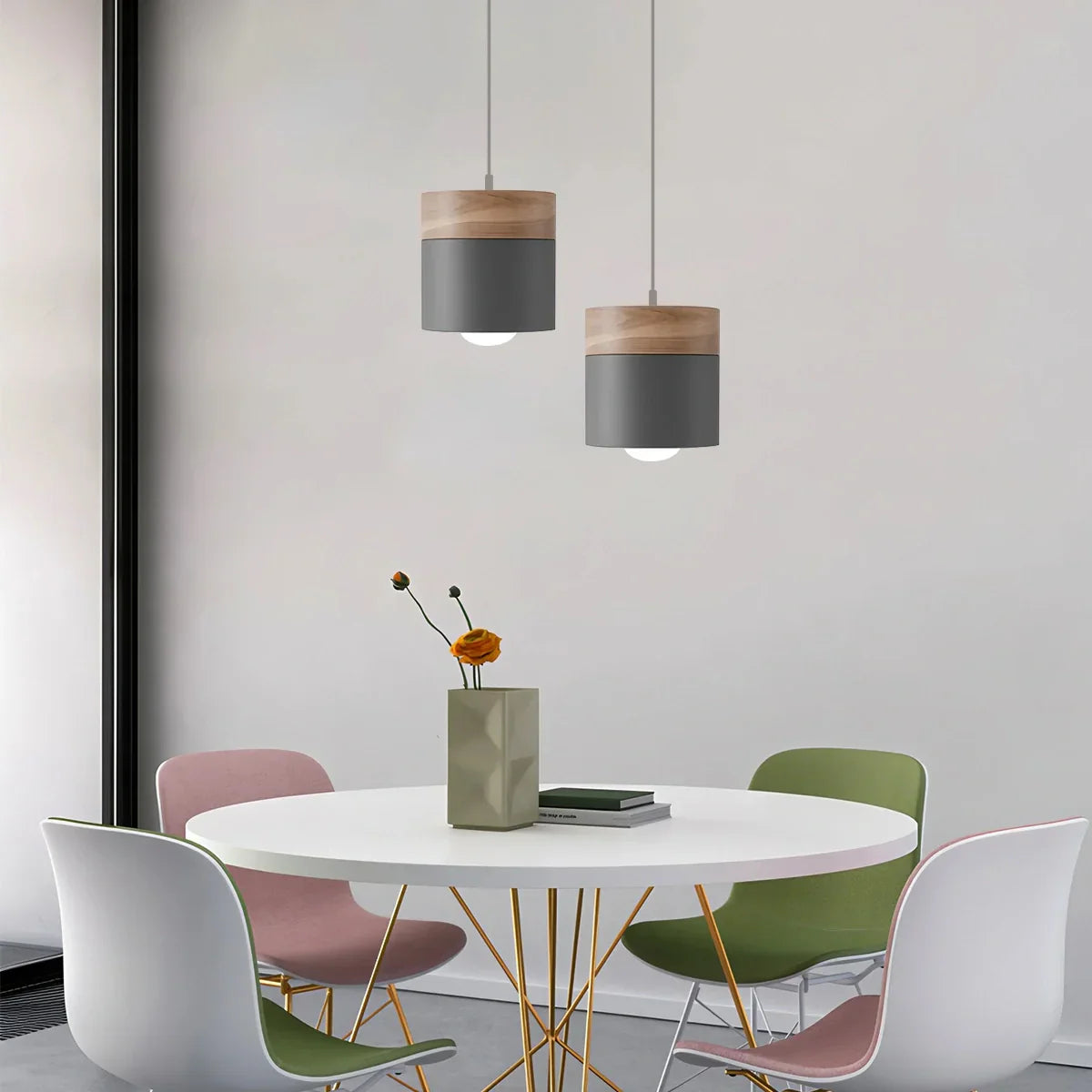 Lampada a sospensione con accento in legno moderno Laetus - Orntli