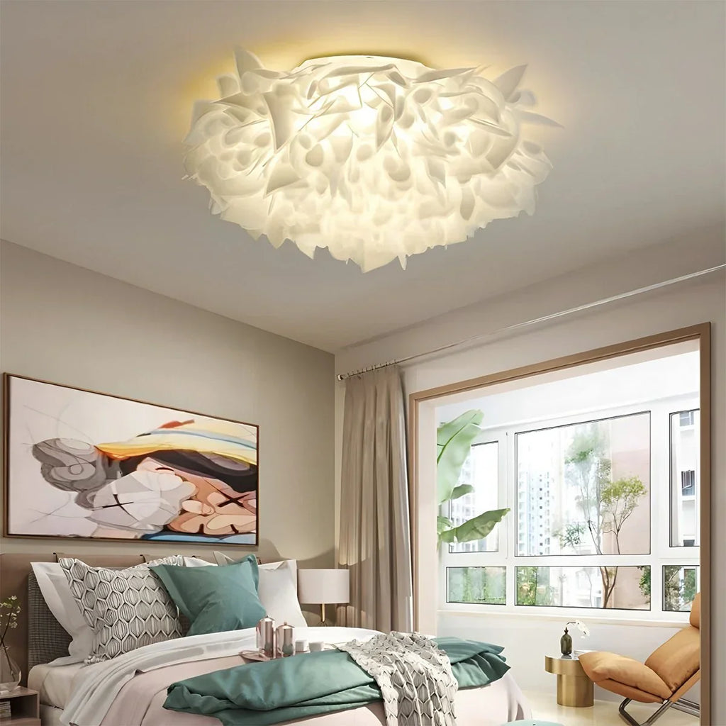 White Flower-Shaped Flush Mount Ceiling Light - Orntli