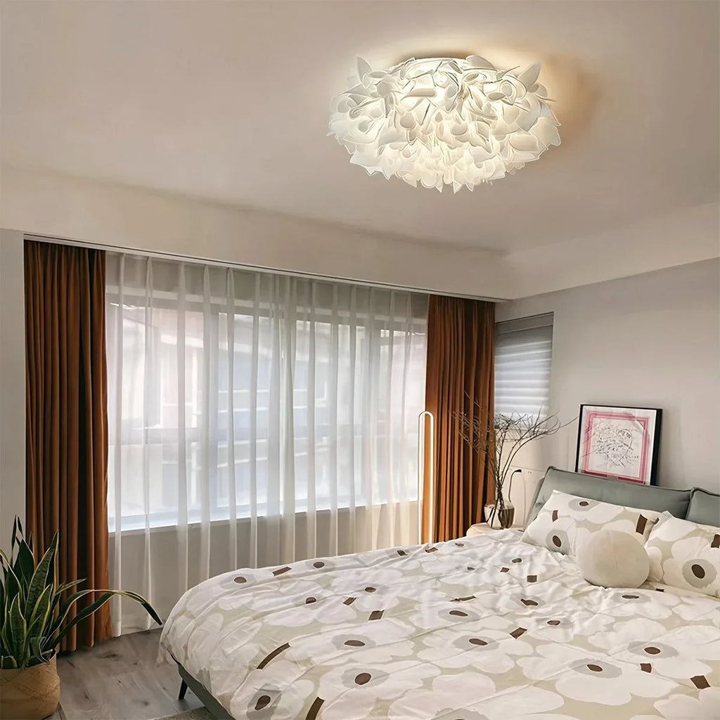 White Flower-Shaped Flush Mount Ceiling Light - Orntli