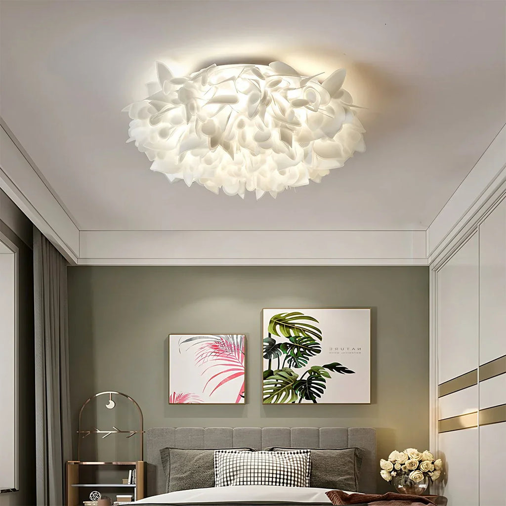 White Flower-Shaped Flush Mount Ceiling Light - Orntli