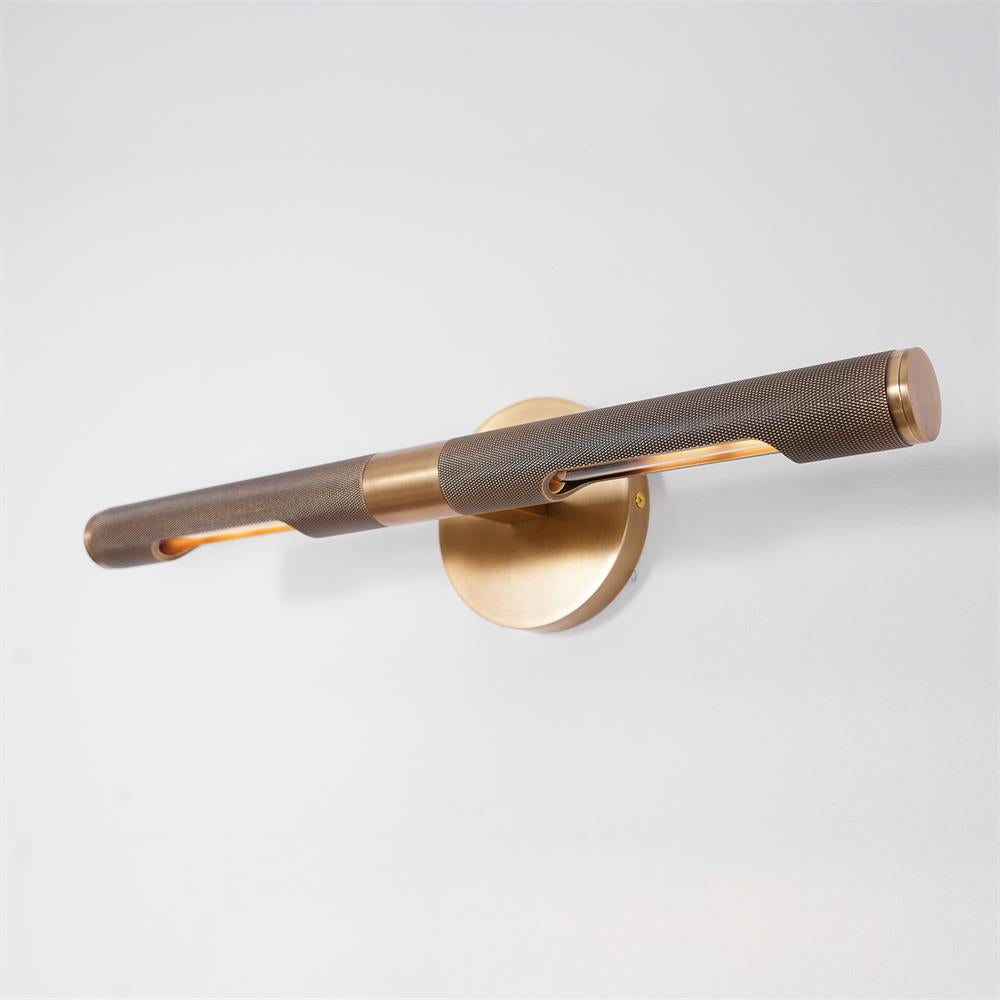 Lampada da parete LED moderna Solvain in ottone - Finitura brunita nera da 46cm