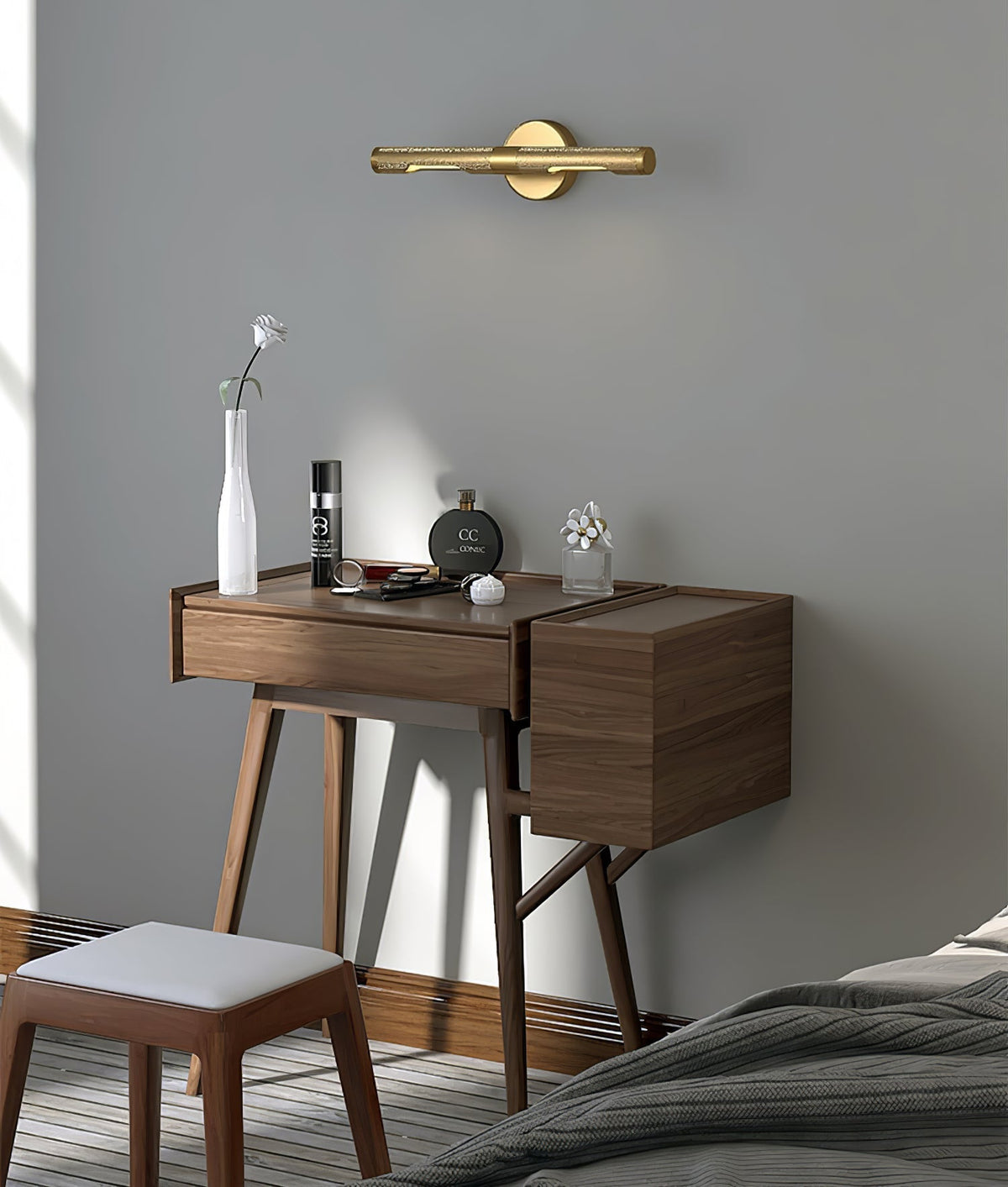 Lampada da parete LED moderna Solvain in ottone - Finitura brunita nera da 46cm