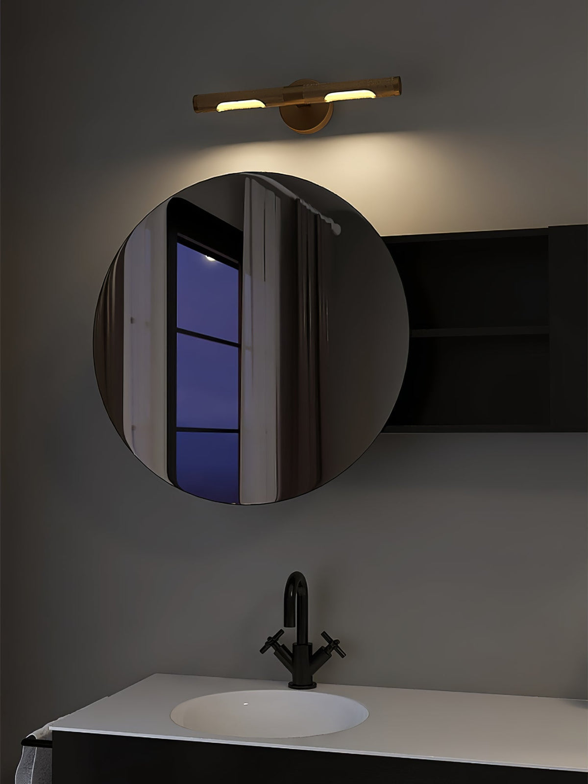Lampada da parete LED moderna Solvain in ottone - Finitura brunita nera da 46cm