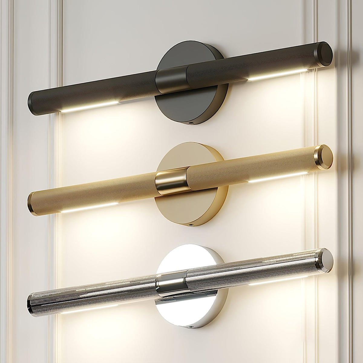 Lampada da parete LED moderna Solvain in ottone - Finitura brunita nera da 46cm