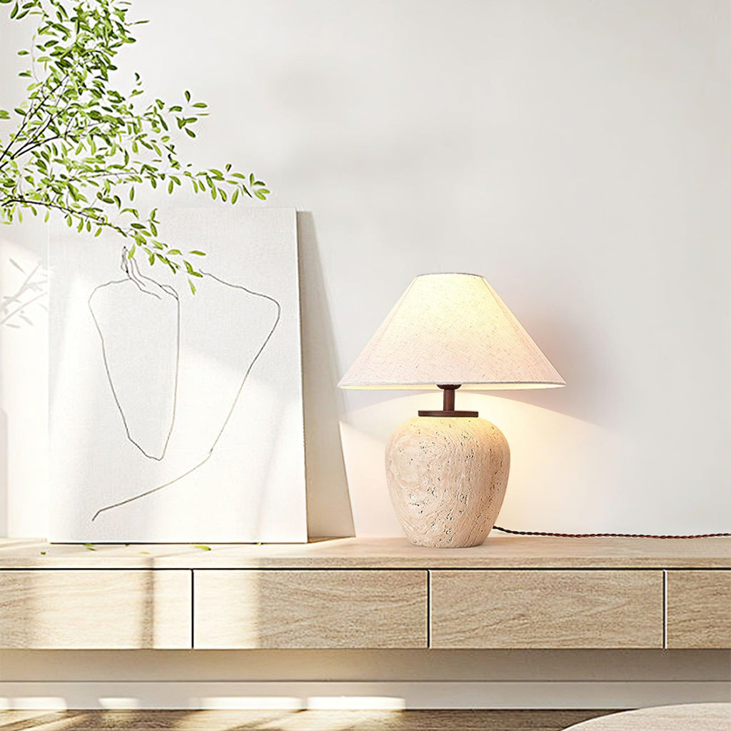 Aoji Serene Tischleuchte aus Travertin – E26-E27-Mittelfassung, maximal 40 W