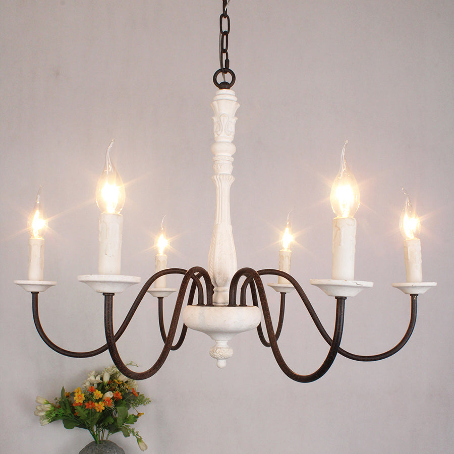 ثريا معدنية وخشبية تقليدية بطراز المزرعة من ليوموڤيي — 6 أضواء، قطر 70cm، ارتفاع 50cm