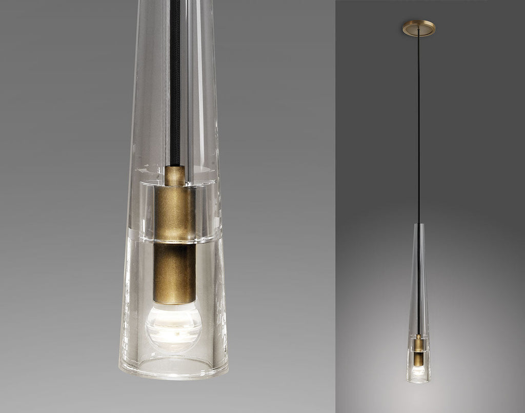 Single Benine - Lampu Gantung LED Kristal K9 dan Tembaga Penuh Pasca Moden