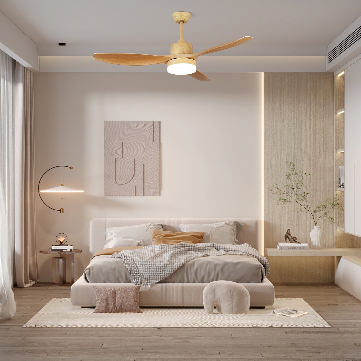 Keltis 48"/52" takvifte med lys – fjernkontroll med seks hastigheter, integrert LED