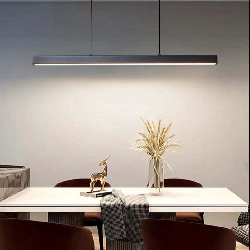 Dimbare lineaire LED-hanglamp — zwart of koperbruin, 80–150 cm
