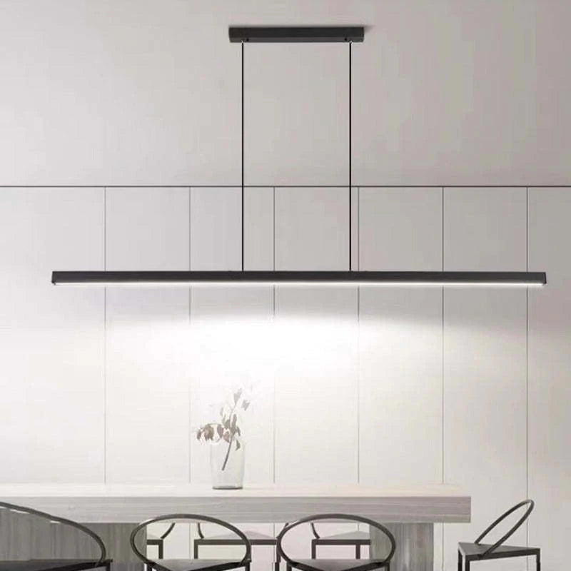 Dimbare lineaire LED-hanglamp — zwart of koperbruin, 80–150 cm