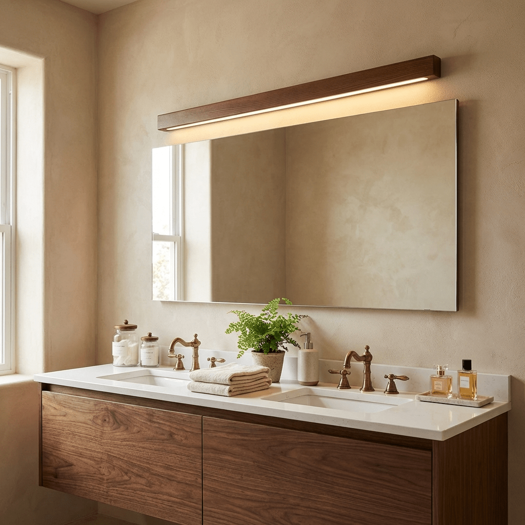 Arlo Linear Wood Wall Light — Slim Dual-Mount Design