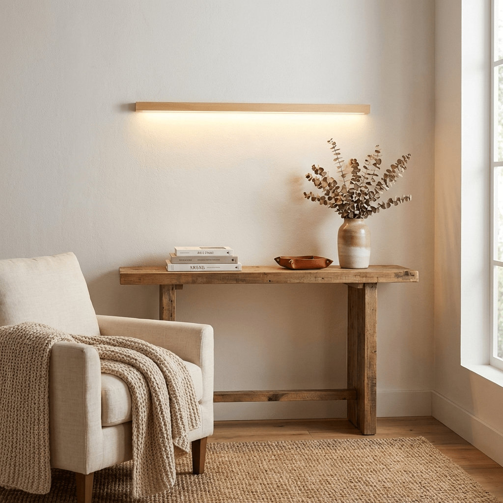 Arlo Linear Wood Wall Light — Slim Dual-Mount Design