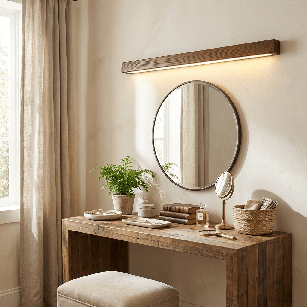 Arlo Linear Wood Wall Light — Slim Dual-Mount Design