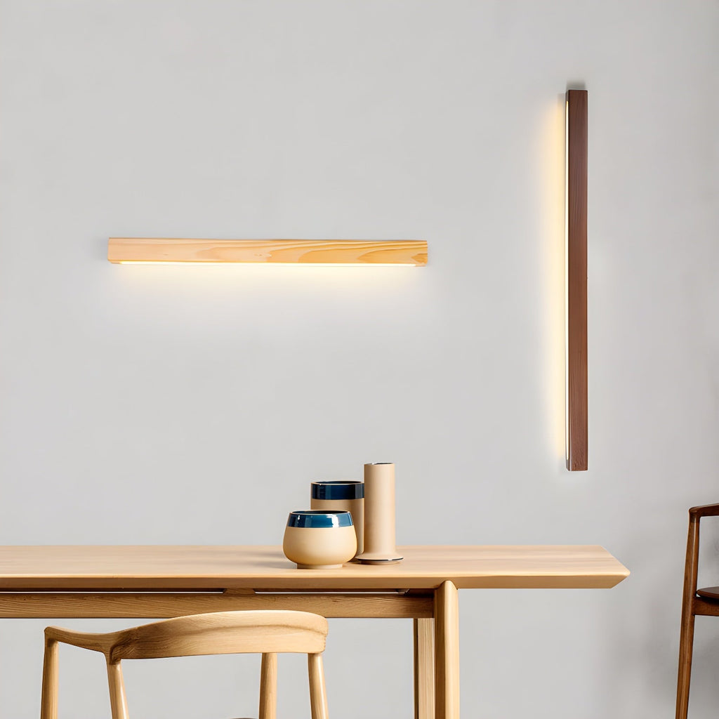 Arlo Linear Wood Wall Light — Slim Dual-Mount Design