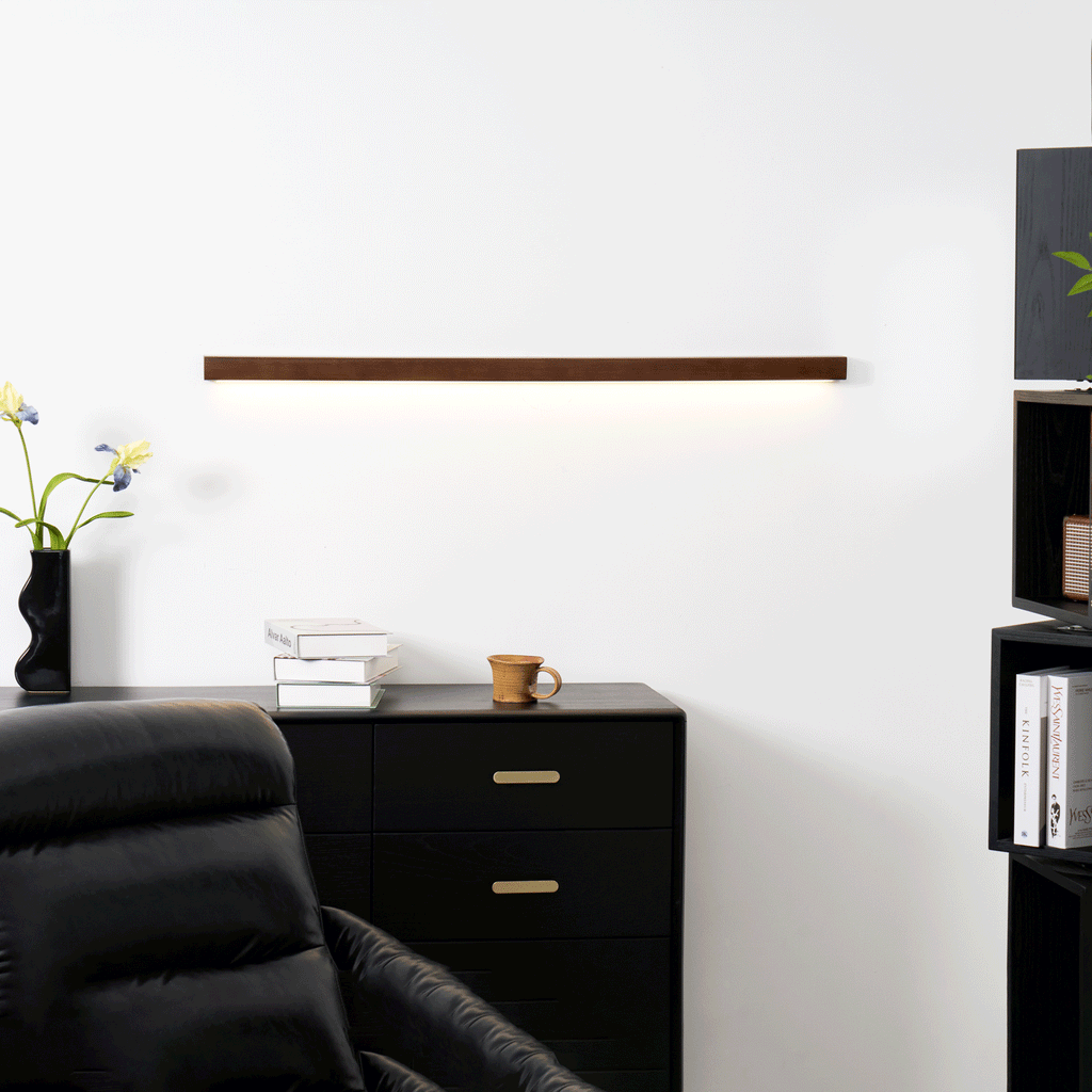 Arlo Linear Wood Wall Light — Slim Dual-Mount Design