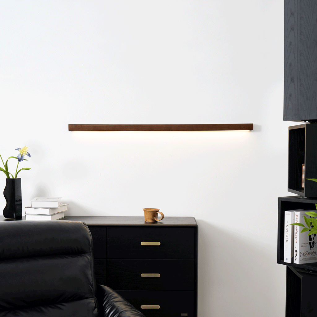 Arlo Linear Wood Wall Light — Slim Dual-Mount Design
