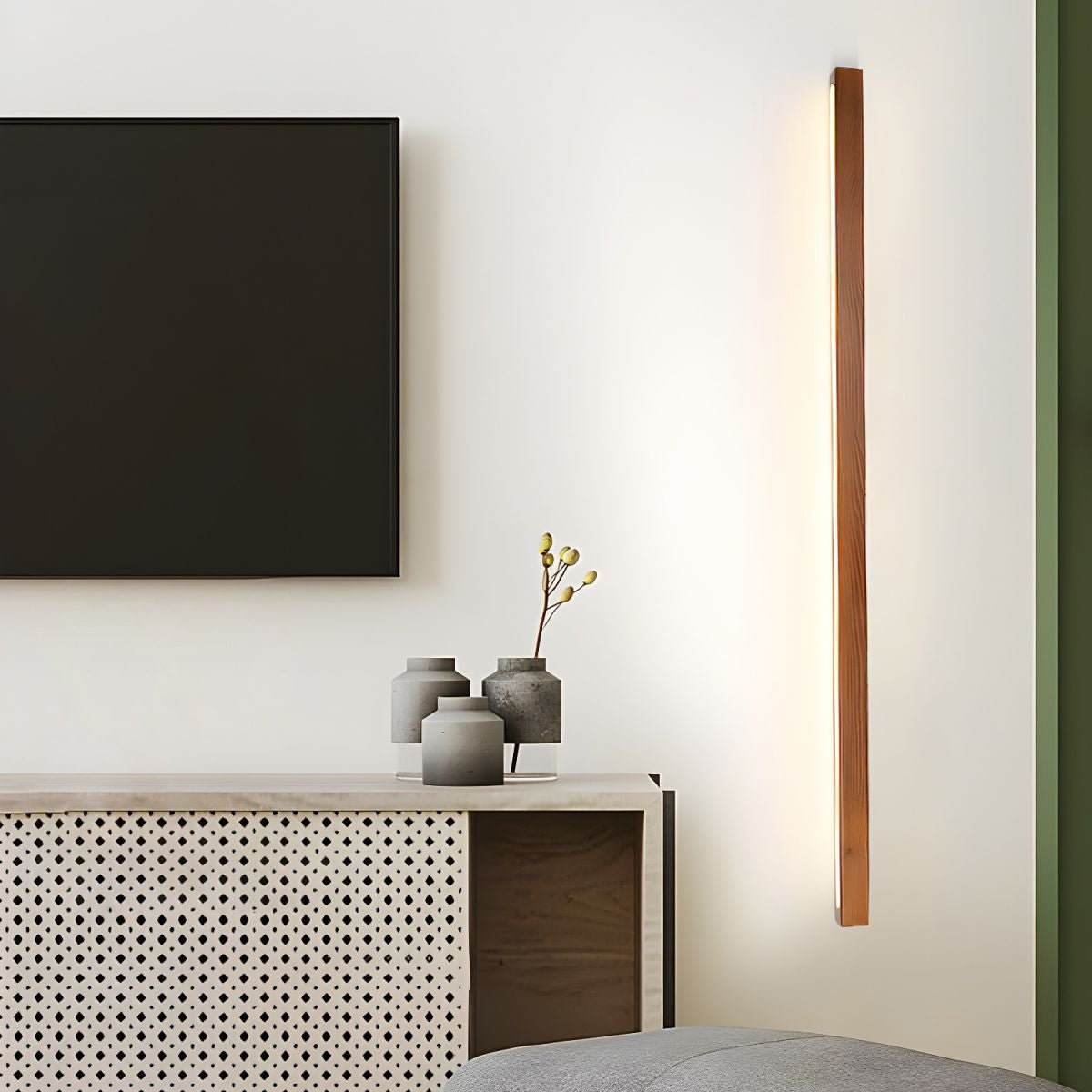 Arlo Linear Wood Wall Light — Slim Dual-Mount Design