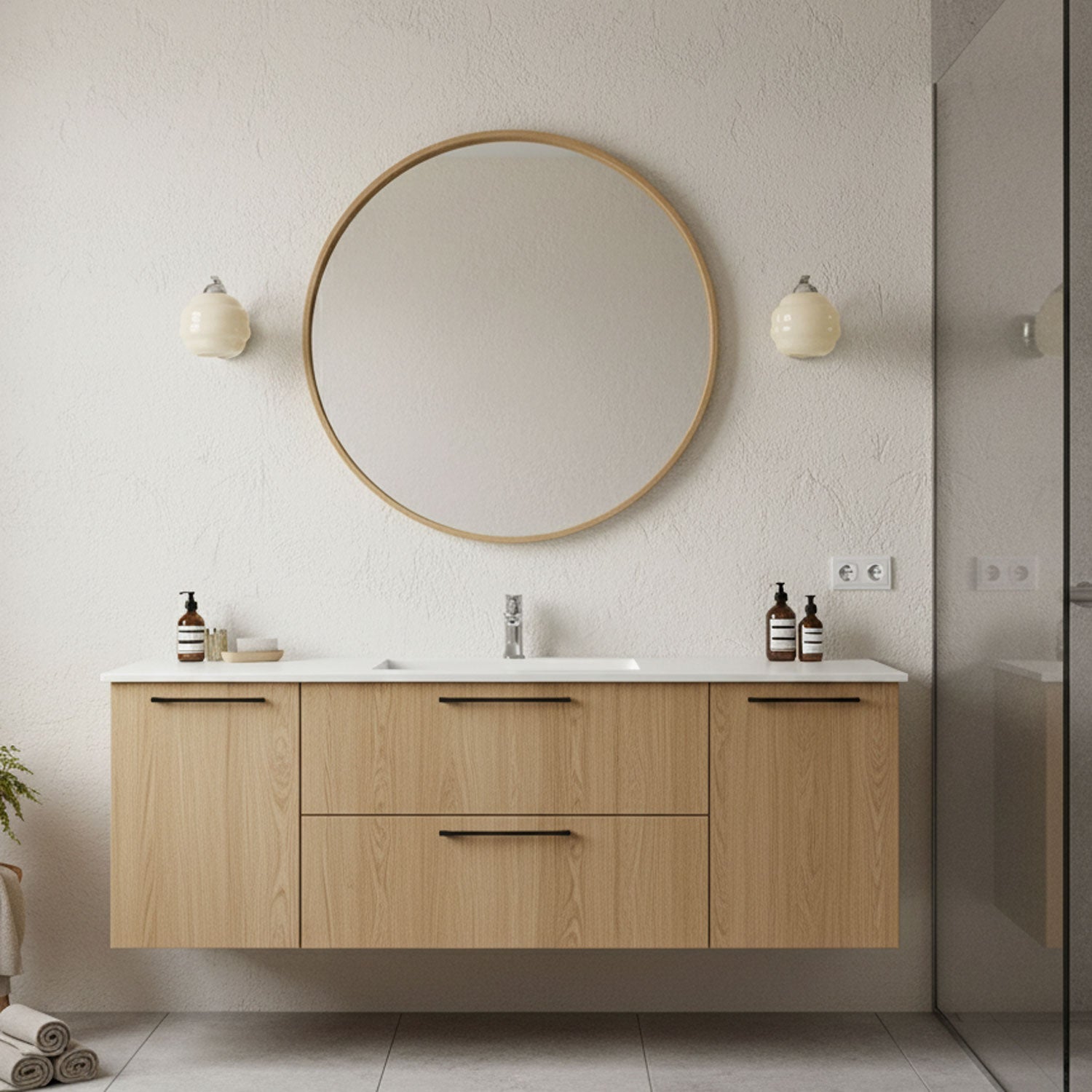 VKL-1011 Vintage nástěnné svítidlo ve stylu art deco — bílé skleněné stínidla, zakřivené linie
