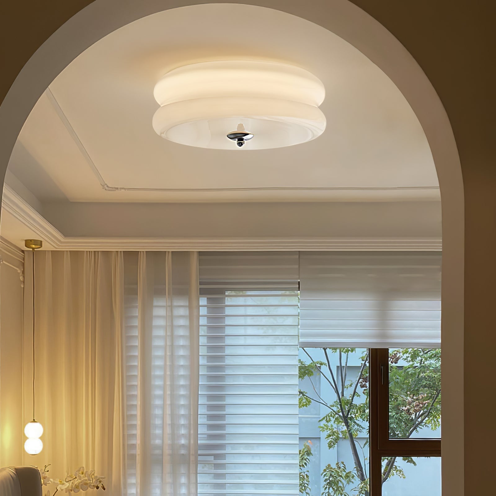 VKL-1021 Vintage Art Deco stropní svítidlo — průměr 15.7 palce, béžové provedení