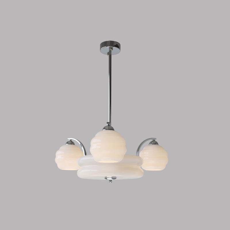 Lustre Lustra Art déco — abat-jour en verre doré vintage