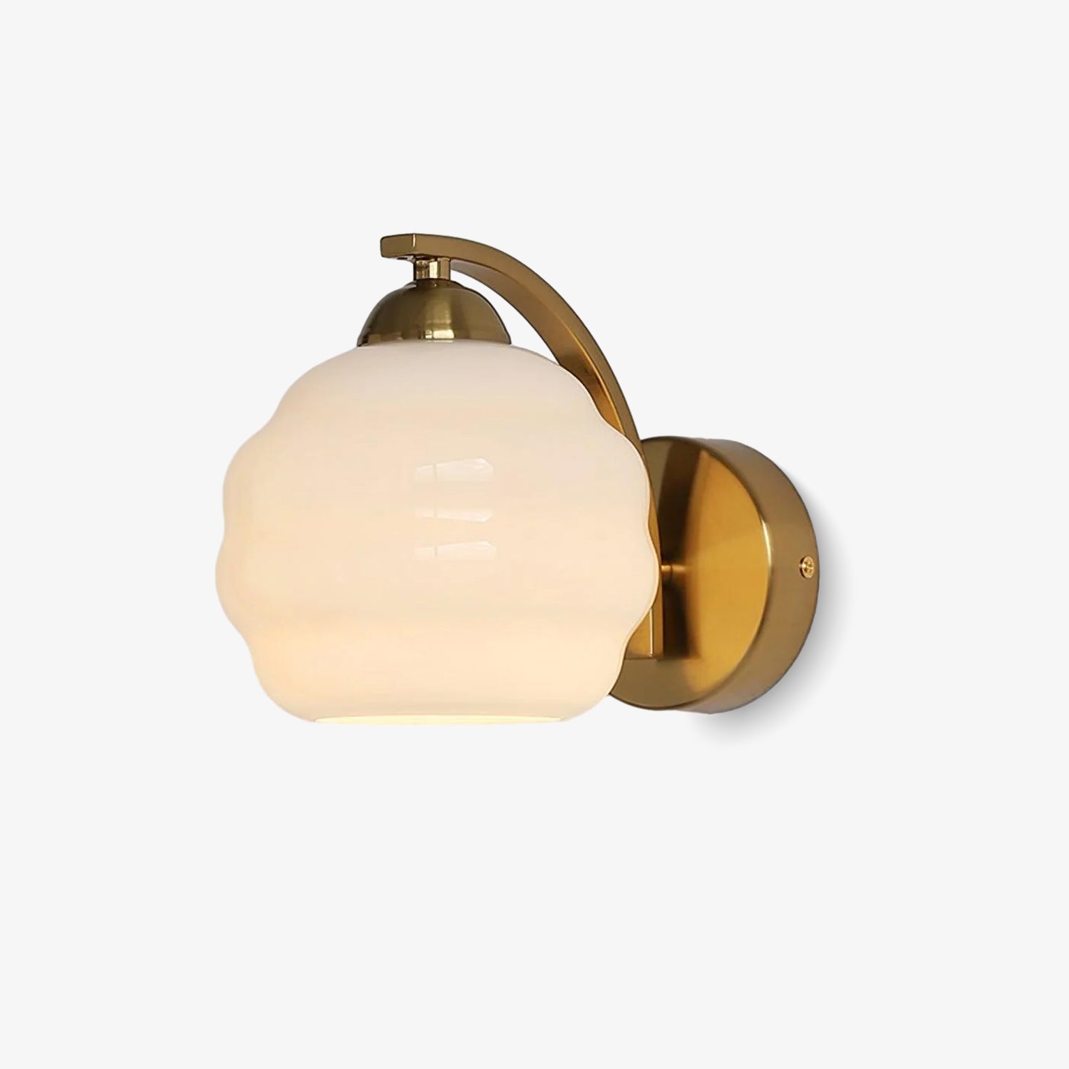 VKL-1011 Vintage nástěnné svítidlo ve stylu art deco — bílé skleněné stínidla, zakřivené linie