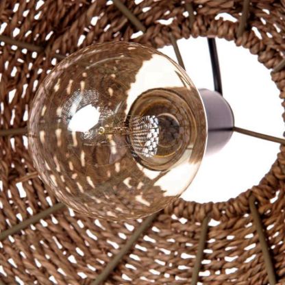 Muto - zabytkowa rustykalna rattanowa lampa wisząca LED — oprawa sufitowa do podłączenia na stałe