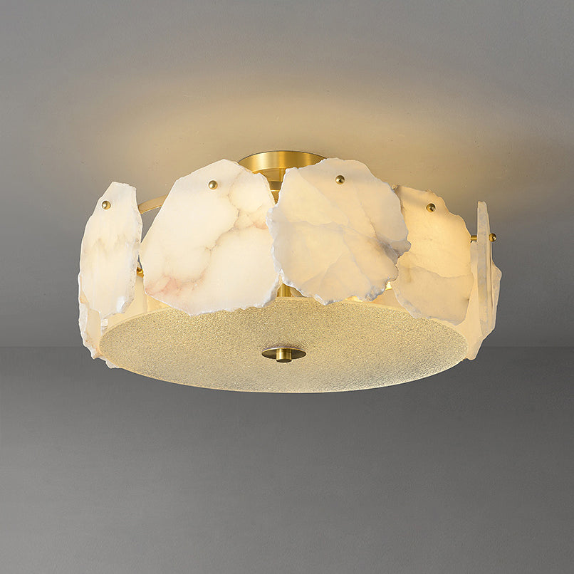 Candeeiro de teto Zoruvys em vidro de alabastro — design de disco plano com várias tonalidades