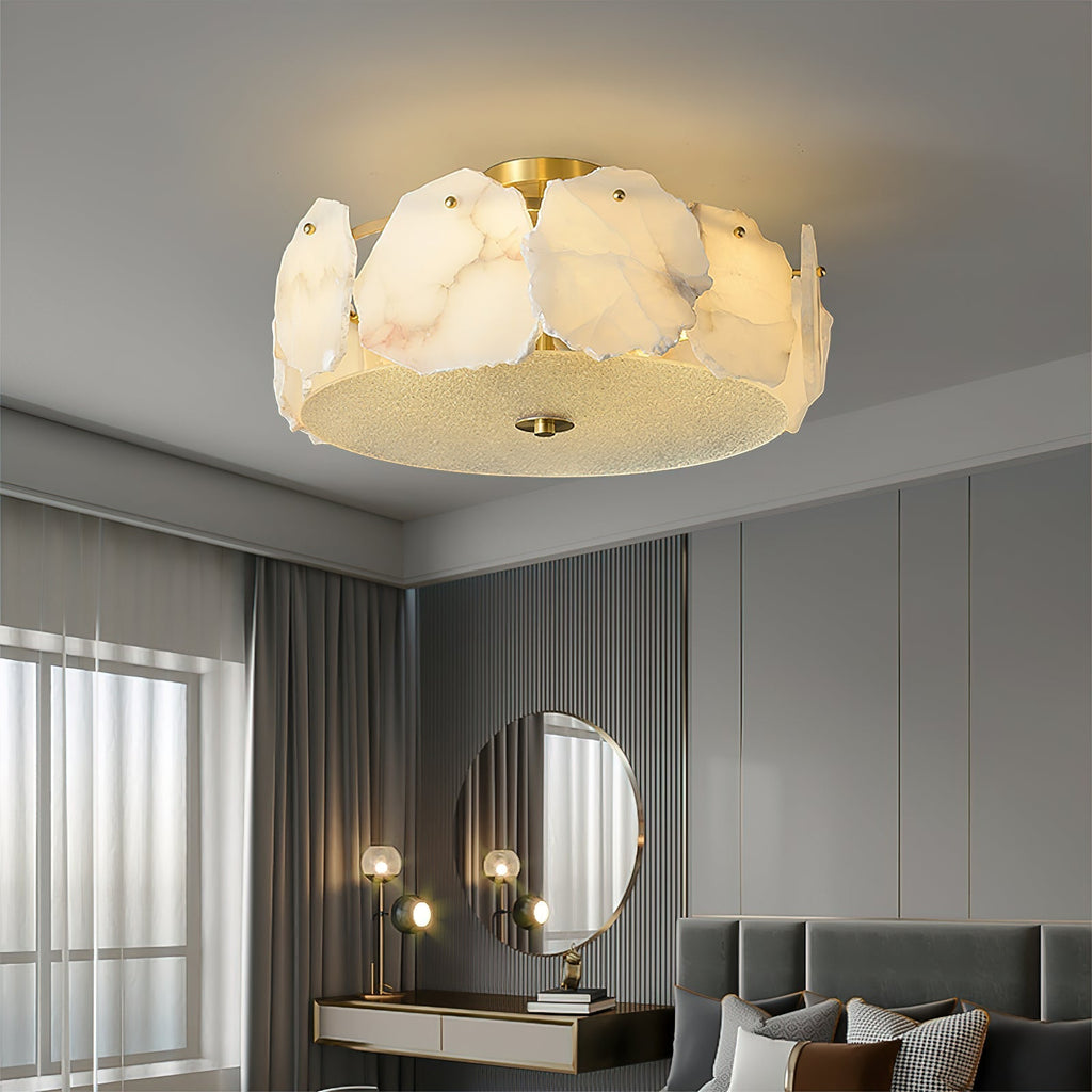 Candeeiro de teto Zoruvys em vidro de alabastro — design de disco plano com várias tonalidades