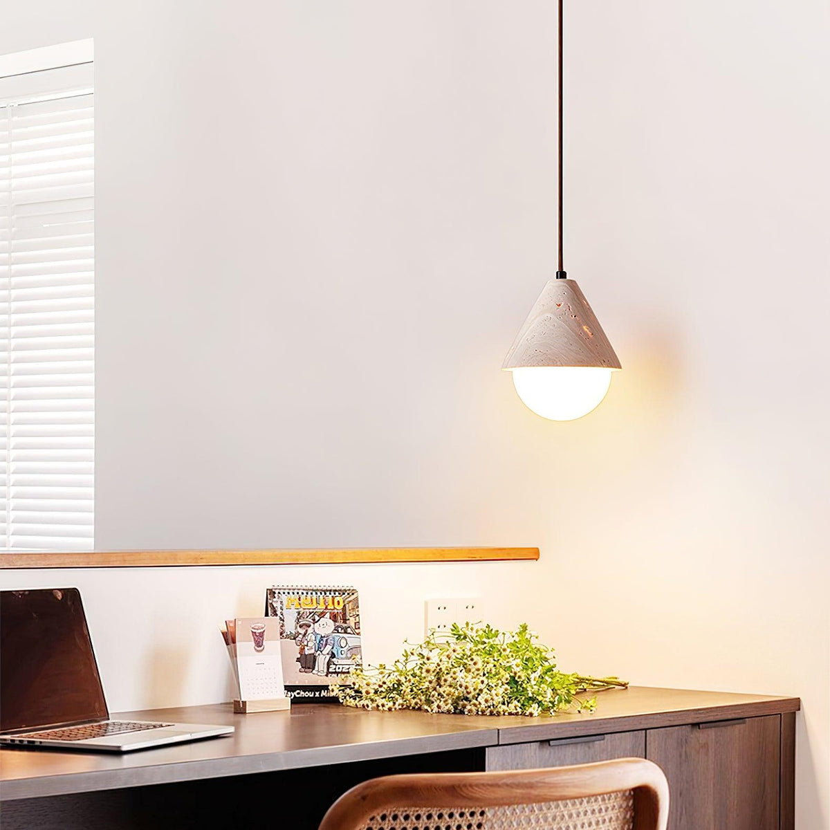 Aslo Minimalist Travertite Ceiling Suspension Lamp