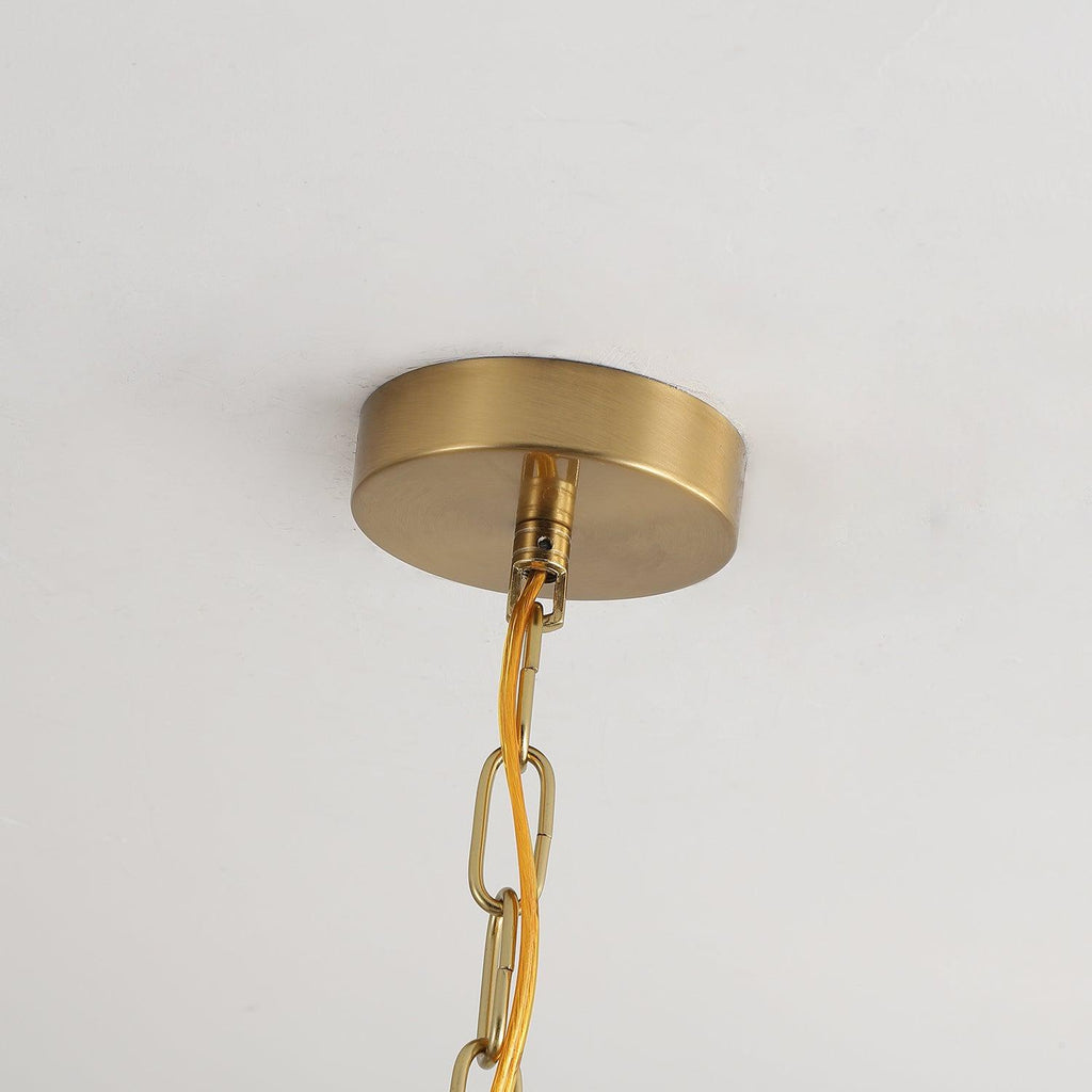 Lustra Kronleuchter – elegantes Modell aus Walnuss und Messing mit 3 Leuchtenköpfen, 60cm Durchmesser x 43cm Höhe