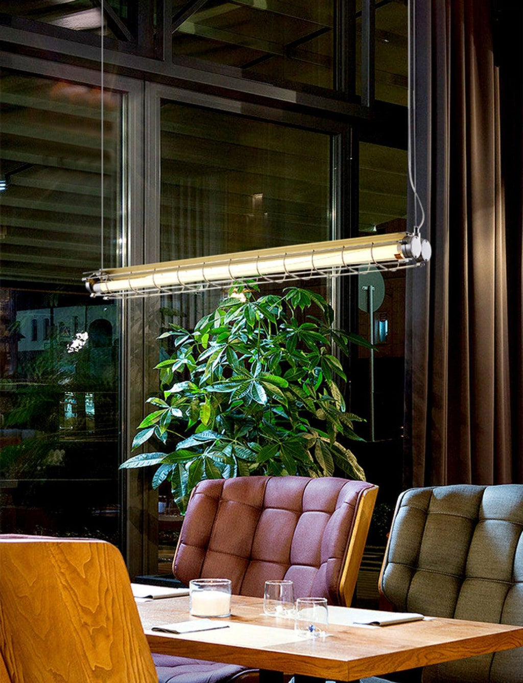מנורת תלייה קווית תעשייתית Arorisra, 123cm, LED מובנה