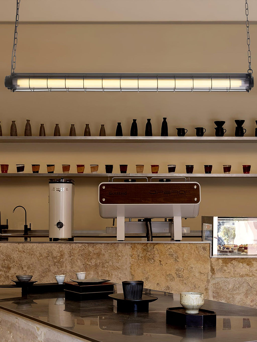 מנורת תלייה קווית תעשייתית Arorisra, 123cm, LED מובנה