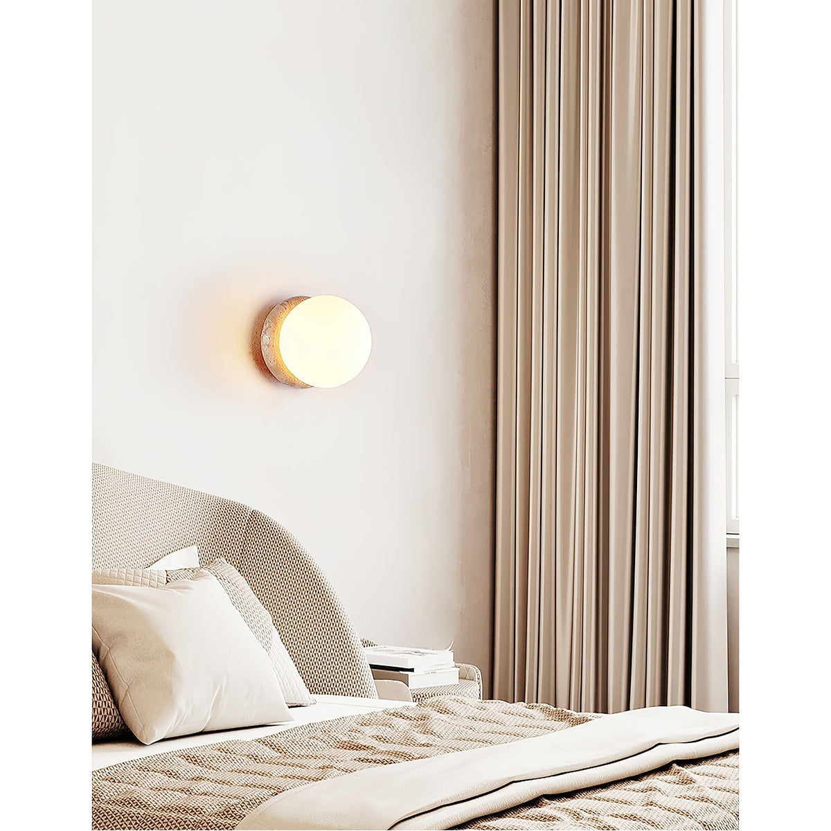 Blikuvys moderne minimalistisk vegglampe i travertinglass — 16X16X16CM