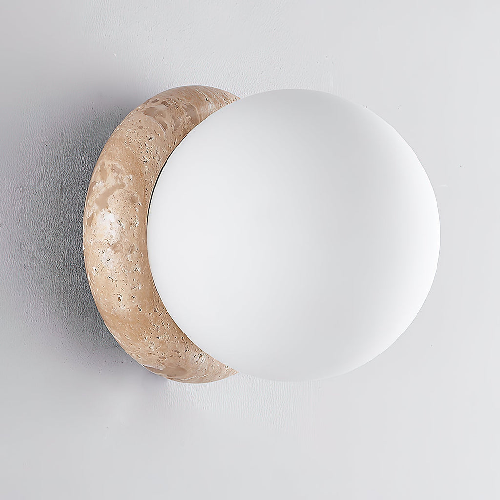 Blikuvys moderne minimalistisk vegglampe i travertinglass — 16X16X16CM