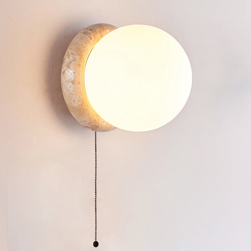 Blikuvys moderne minimalistisk vegglampe i travertinglass — 16X16X16CM