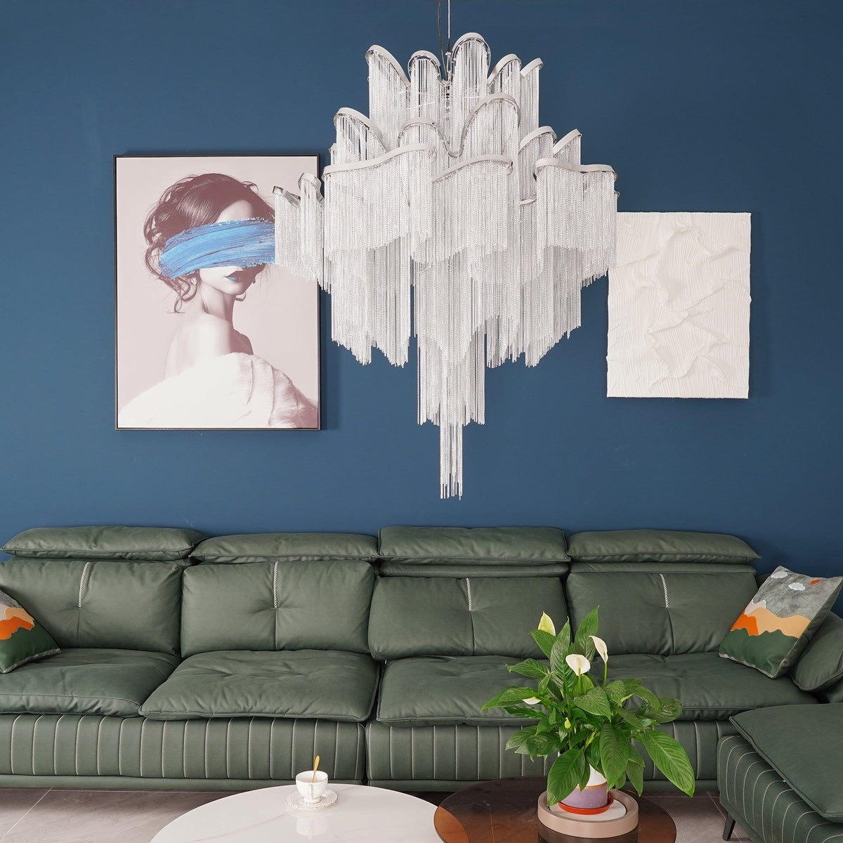 Stream Chain Chandelier — Cascading Link Design, Gold & Silver Finishes