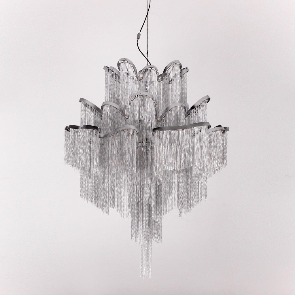 Lampada a sospensione Lustra in nichel — Design con catena a cascata