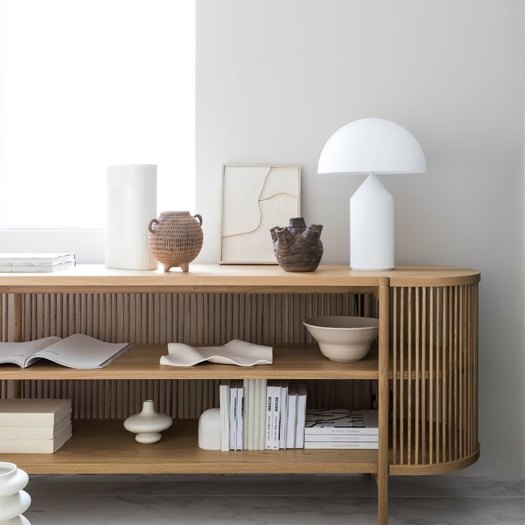 Lampada da tavolo moderna Atollo, oro, finiture opaca e lucida