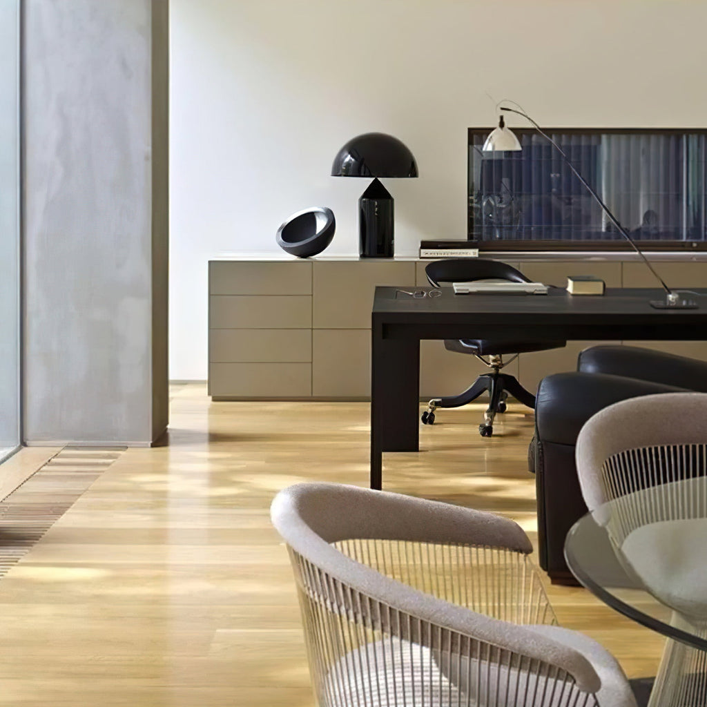 Lampada da tavolo moderna Atollo, oro, finiture opaca e lucida