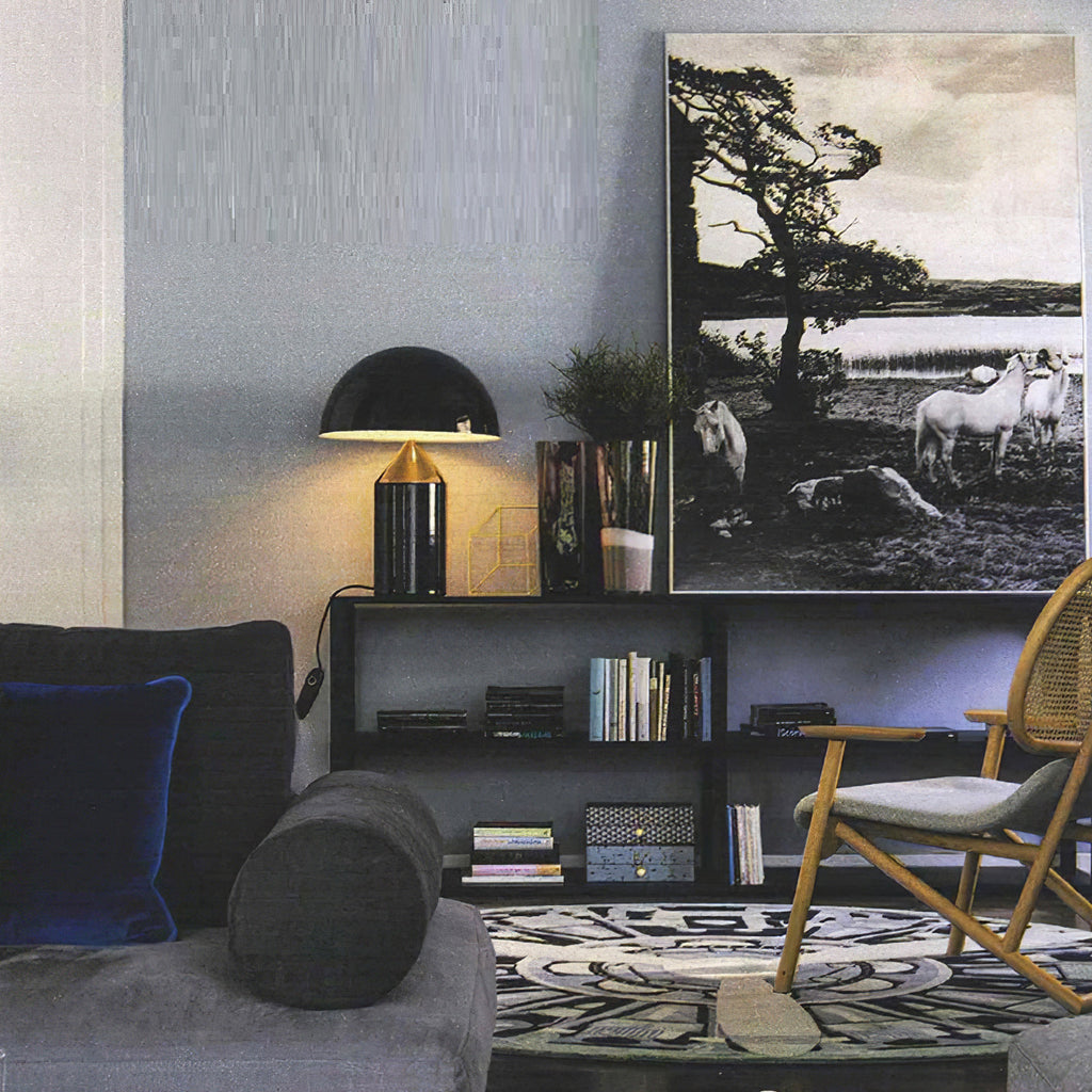 Lampada da tavolo moderna Atollo, oro, finiture opaca e lucida