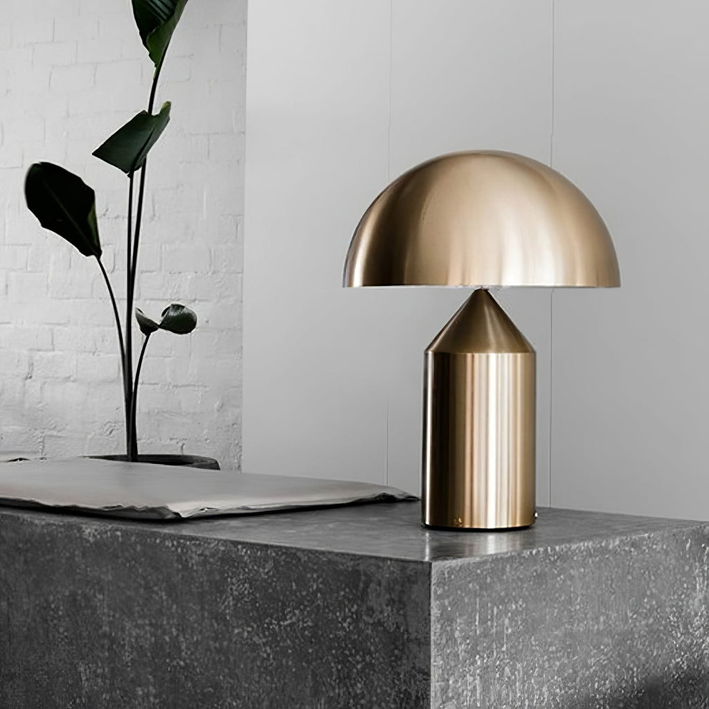 Lampada da tavolo moderna Atollo, oro, finiture opaca e lucida