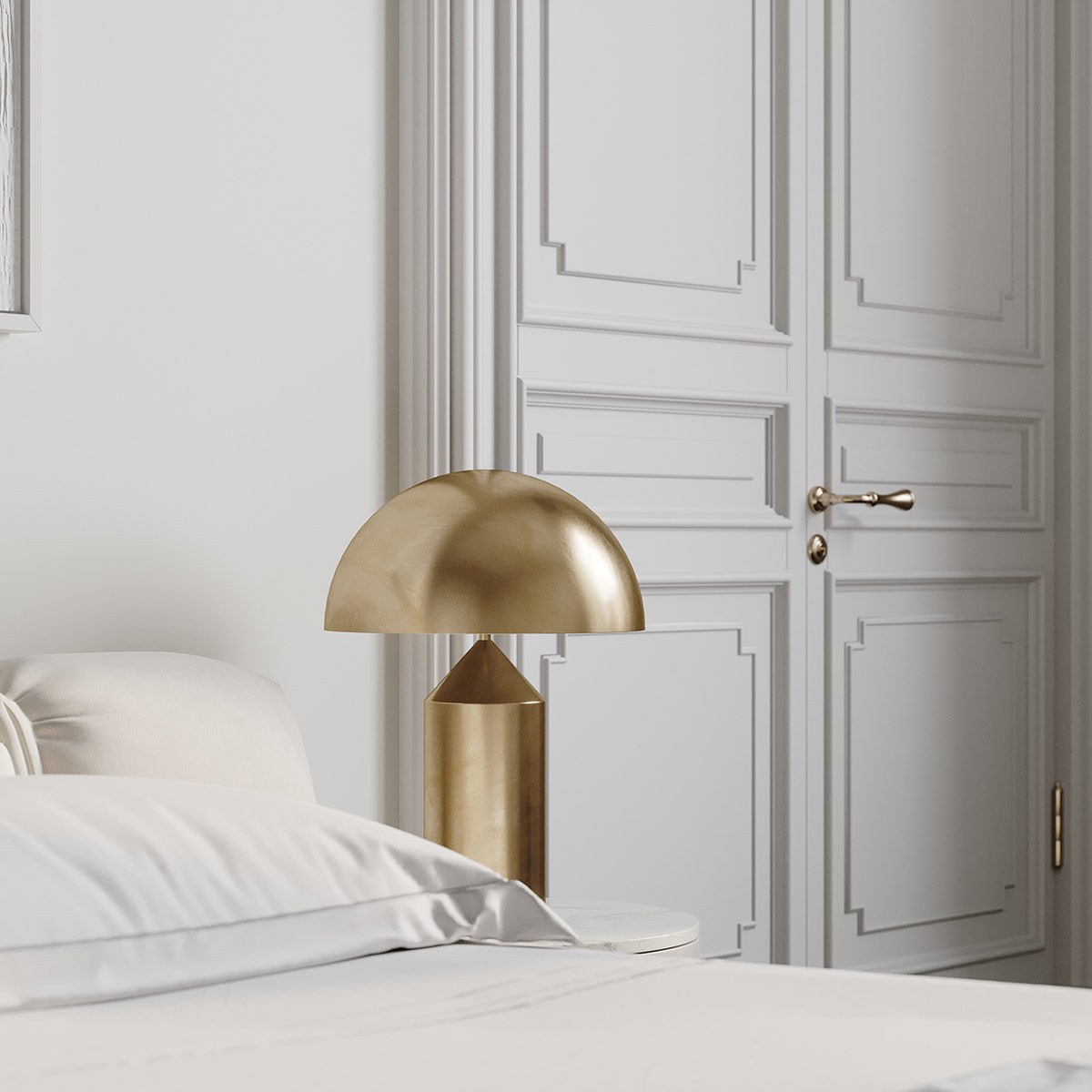Lampada da tavolo moderna Atollo, oro, finiture opaca e lucida