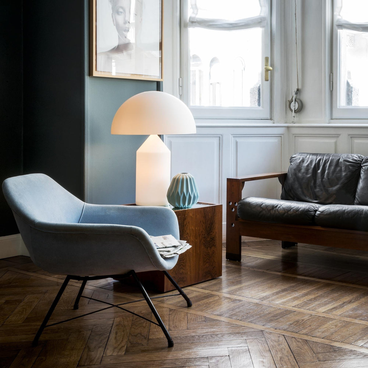 Lampada da tavolo moderna Atollo, oro, finiture opaca e lucida